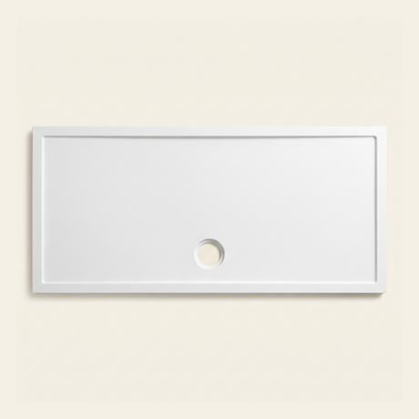 1700mm × 800mm Omnitub Pure White shower tray — 45mm slim non-slip Omnigel surface, BS 4800 00 E 55, handmade in Somerset