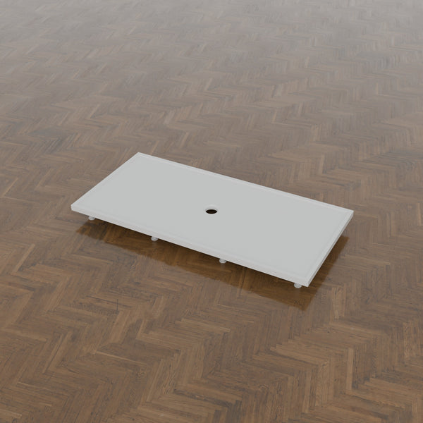 1850 × 900 Rectangular Shower Tray – 45mm Slim Non-Slip — on the riser kit · Omnitub gallery feet34