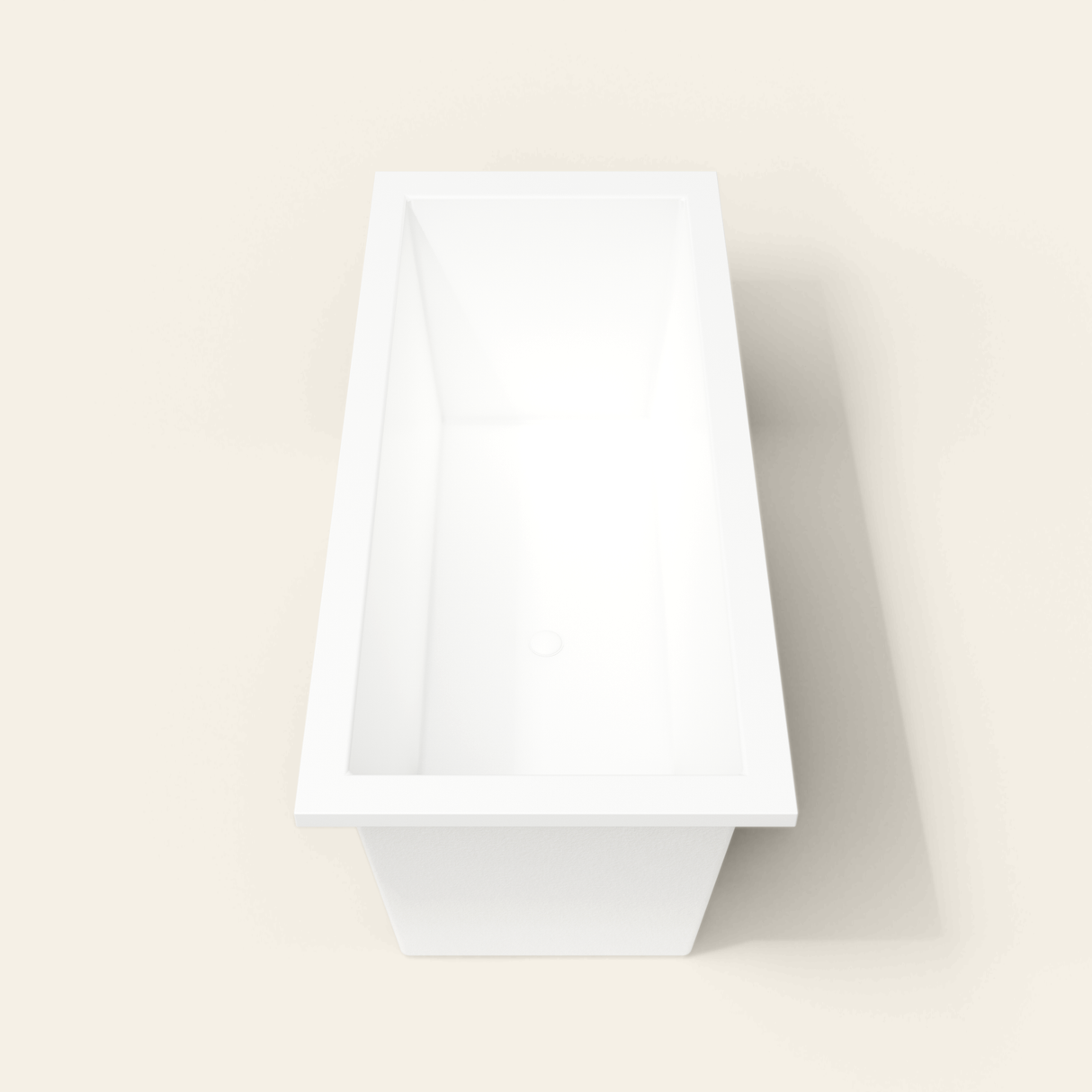 Omnitub 1700×750 white deep soaking bath — end view [render:1_end_view:nofeet]