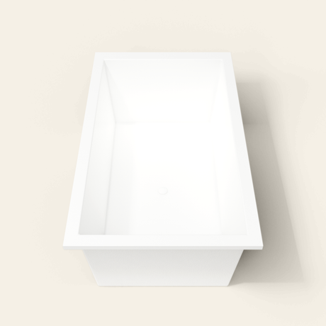 Omnitub 1800×1050 white deep soaking bath — end view [render:1_end_view:nofeet]