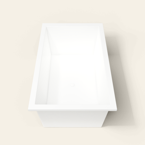 Omnitub 1800×1050 white deep soaking bath — end view [render:1_end_view:nofeet]