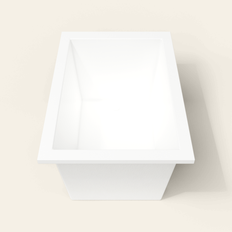 Omnitub 1250×850 white deep soaking bath — end view [render:1_end_view:nofeet]