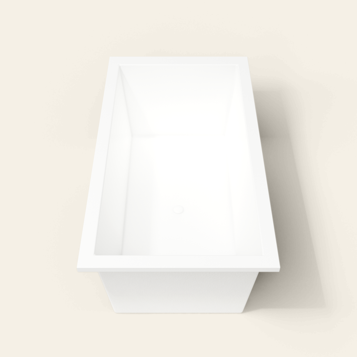 Omnitub 1750×950 white deep soaking bath — end view [render:1_end_view:nofeet]