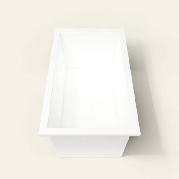 Omnitub 1750×950 white deep soaking bath — end view [render:1_end_view:nofeet]