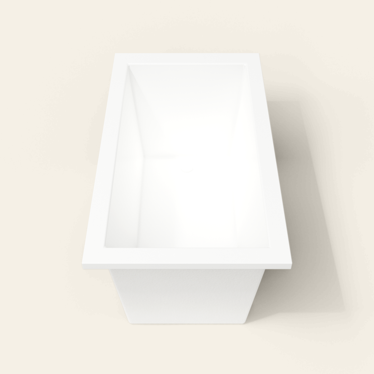 Omnitub 1350×750 white deep soaking bath — end view [render:1_end_view:nofeet]