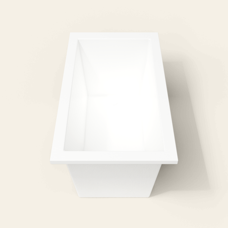 Omnitub 1350×750 white deep soaking bath — end view [render:1_end_view:nofeet]