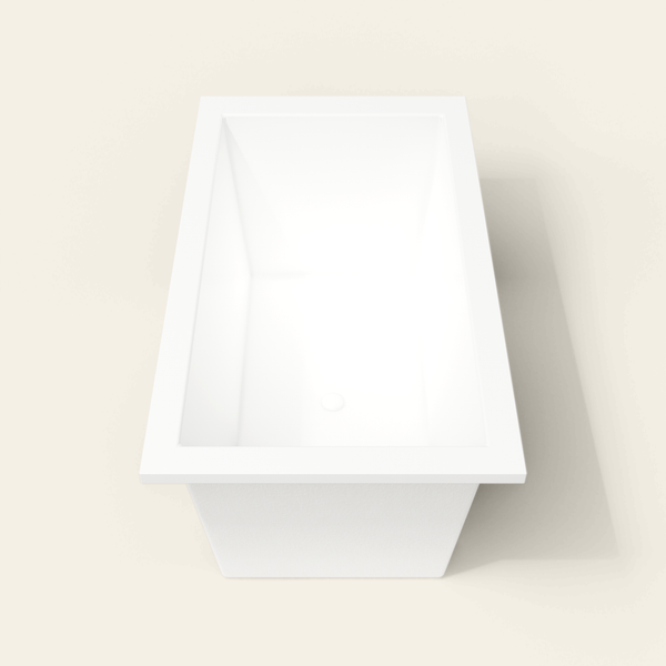 Omnitub 1400×800 white deep soaking bath — end view [render:1_end_view:nofeet]