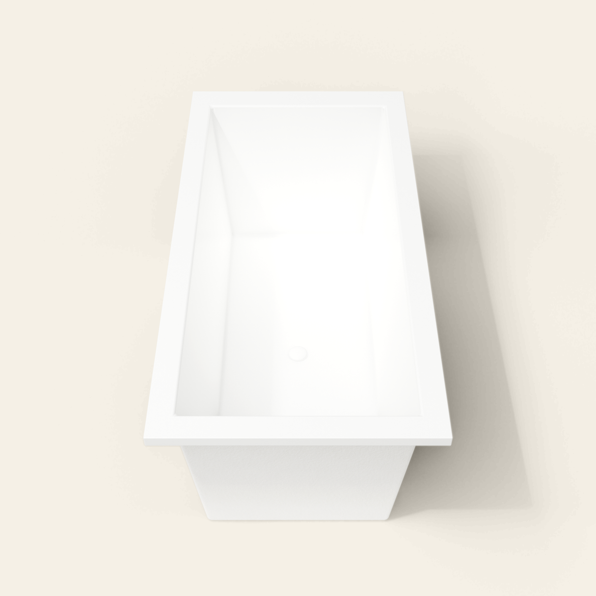 Omnitub 1600×800 white deep soaking bath — end view [render:1_end_view:nofeet]
