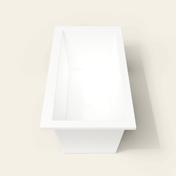 Omnitub 1500×800 B100 white deep soaking bath — end view [render:1_end_view:nofeet]