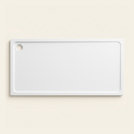 2000mm × 1000mm Omnitub Pure White shower tray — 45mm slim non-slip Omnigel surface, BS 4800 00 E 55, handmade in Somerset