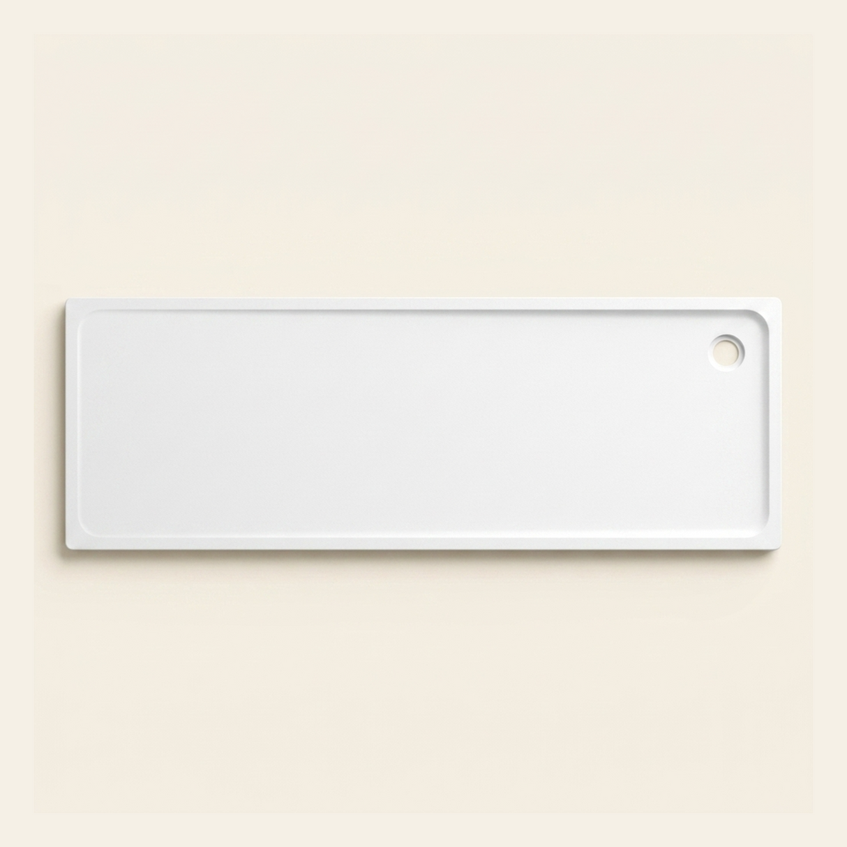 2550mm × 900mm Omnitub Pure White shower tray — 35mm slim non-slip Omnigel surface, BS 4800 00 E 55, handmade in Somerset