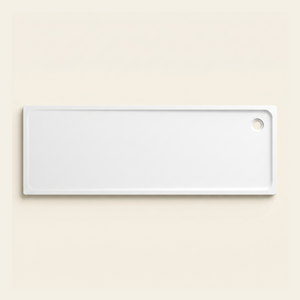 2550mm × 900mm Omnitub Pure White shower tray — 35mm slim non-slip Omnigel surface, BS 4800 00 E 55, handmade in Somerset