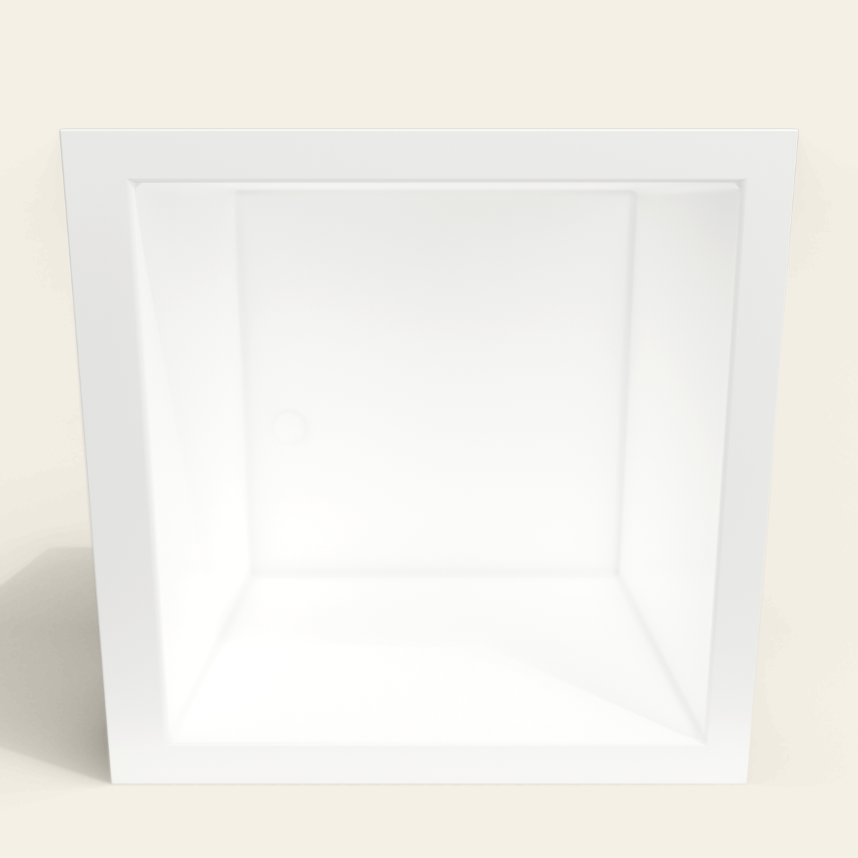 Omnitub 1050×1050 white deep soaking bath — interior depth [render:2_depth_into:nofeet]
