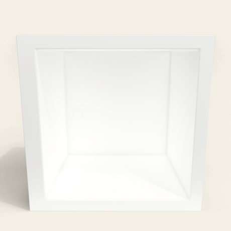 Omnitub 1050×1050 white deep soaking bath — interior depth [render:2_depth_into:nofeet]