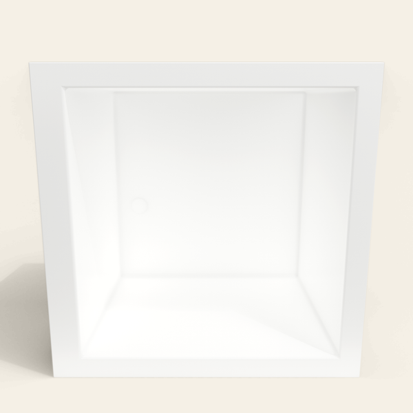 Omnitub 1050×1050 white deep soaking bath — interior depth [render:2_depth_into:nofeet]