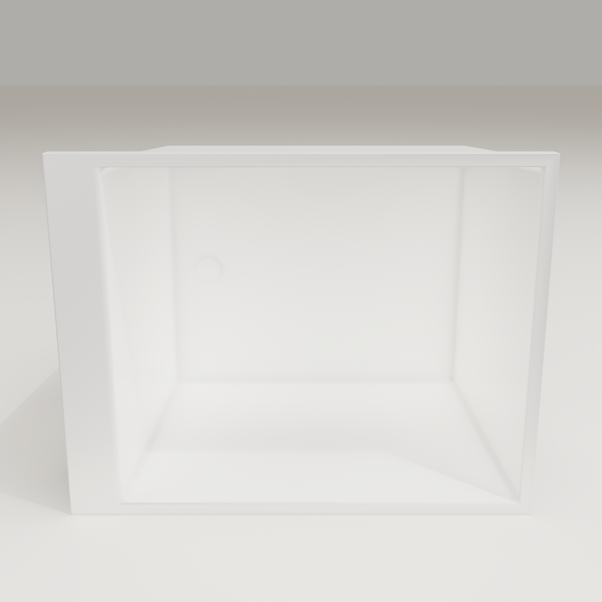 Omnitub Sheer 900 deep soaking tub in white — 900×700mm footprint, 600mm deep, interior depth, handmade in Britain [render:2_depth_into:nofeet]