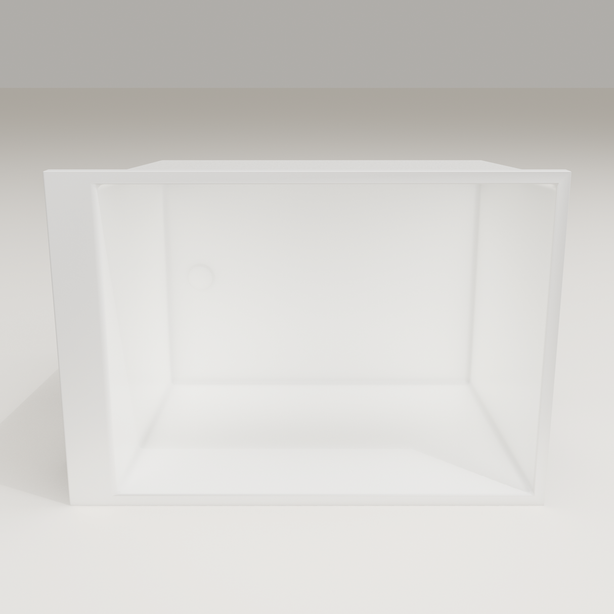 Omnitub Sheer 1000 deep soaking tub in white — 1000×700mm footprint, 600mm deep, interior depth, handmade in Britain [render:2_depth_into:nofeet]