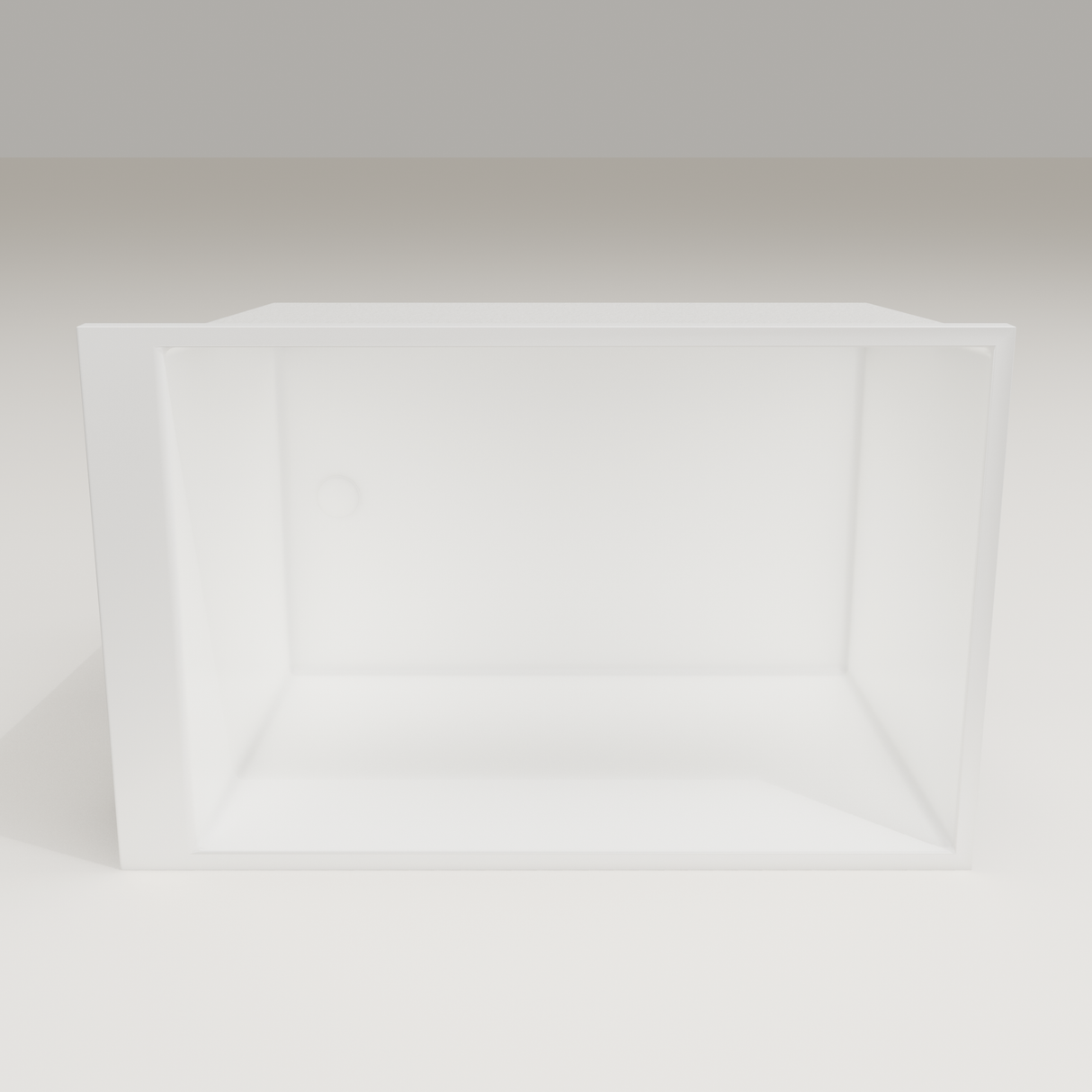 Omnitub Sheer 1100 deep soaking tub in white — 1100×700mm footprint, 600mm deep, interior depth, handmade in Britain [render:2_depth_into:nofeet]