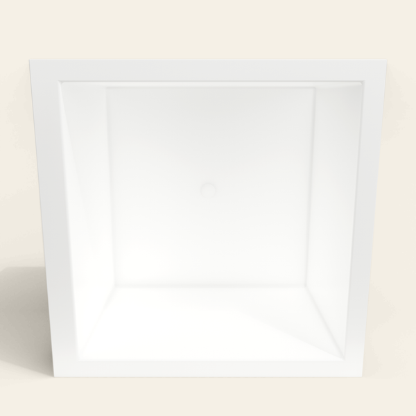 Omnitub 1200×1200 white deep soaking bath — interior depth [render:2_depth_into:nofeet]