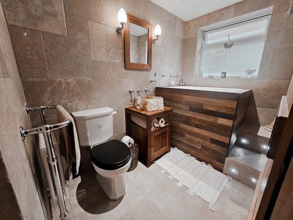 Omnitub 1100 x 700 handmade UK seated soaking tub 1000mm depth rectangular - styled setting