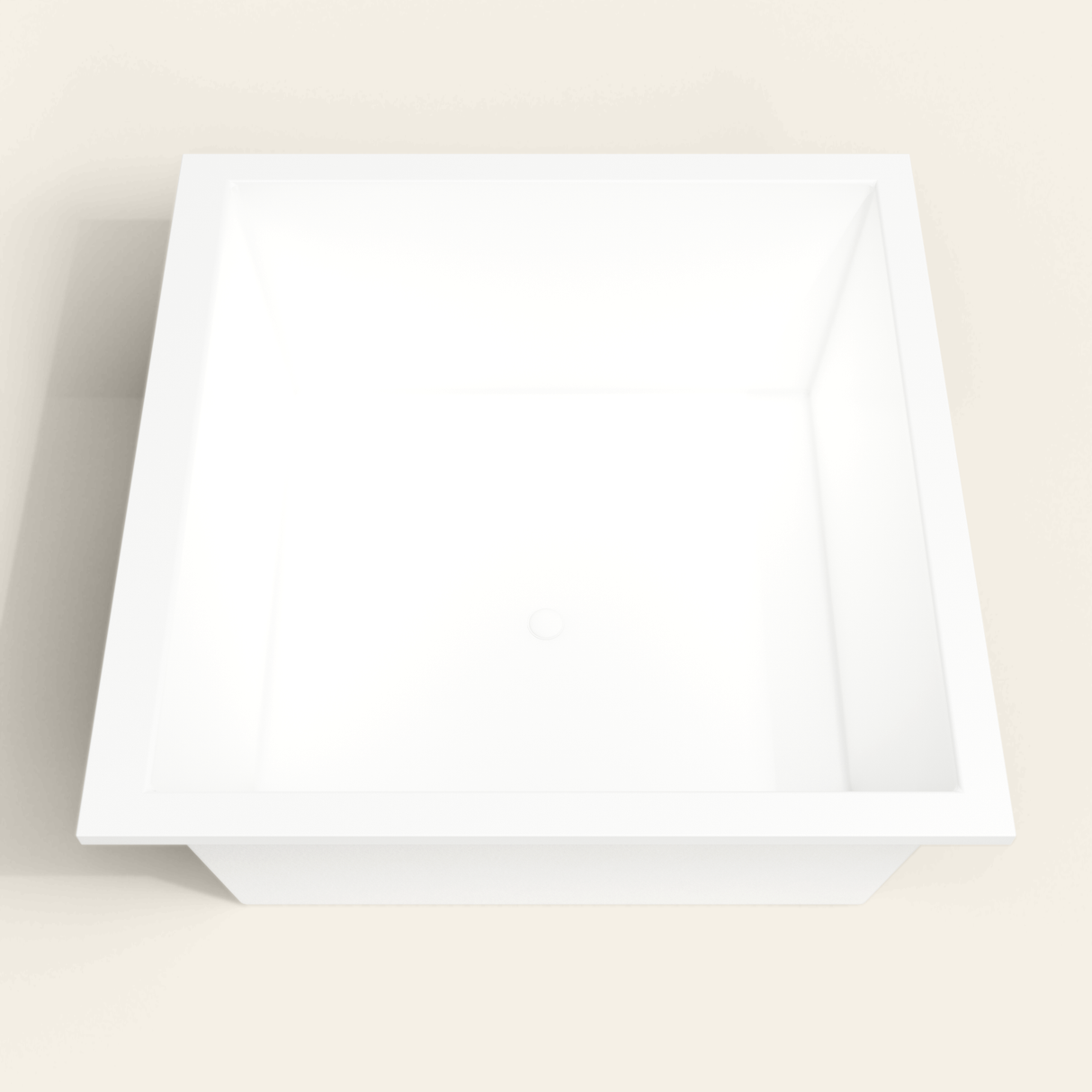 Omnitub 1400×1400 white deep soaking bath — deep hero [render:3_deep_hero:nofeet]