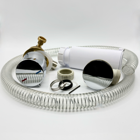Push Down Bath Filler with Overflow, Temperature and Flow Control - Omnitub bathroom accessory - top-down view