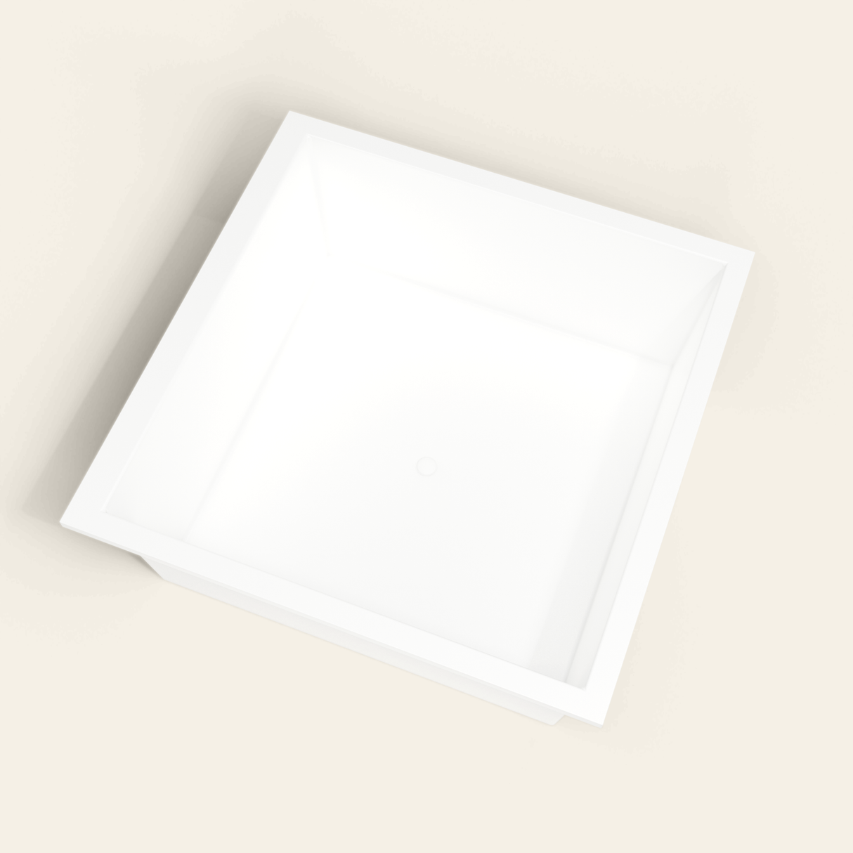 Omnitub 1600×1600 white deep soaking bath — interior well [render:4_steep_into_well:nofeet]