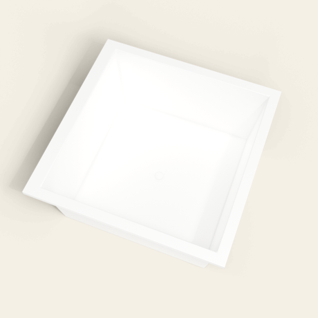 Omnitub 1400×1400 white deep soaking bath — interior well [render:4_steep_into_well:nofeet]