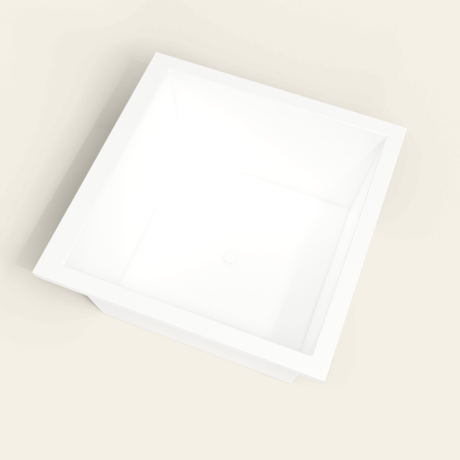 Omnitub 1200×1200 white deep soaking bath — interior well [render:4_steep_into_well:nofeet]