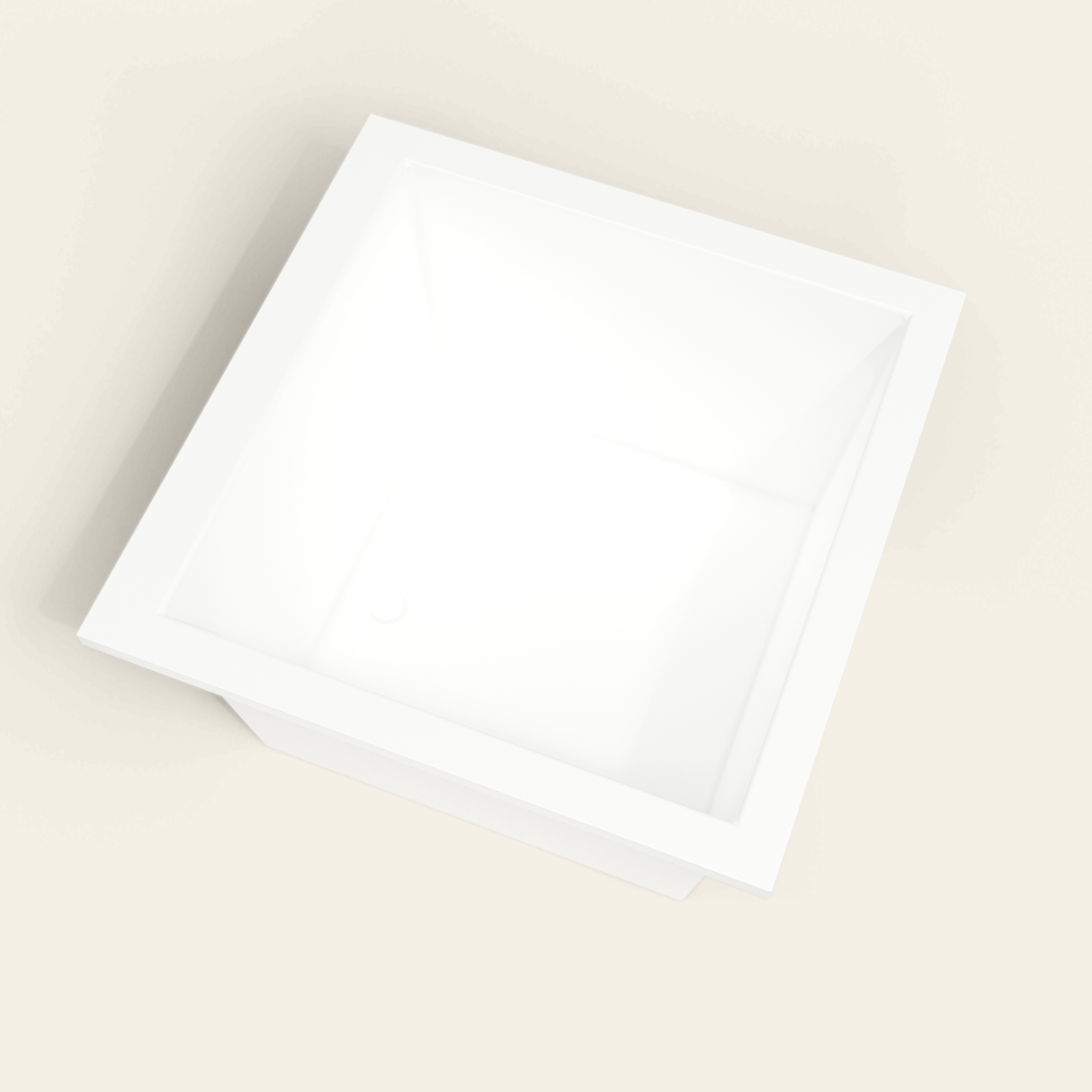 Omnitub 1050×1050 white deep soaking bath — interior well [render:4_steep_into_well:nofeet]
