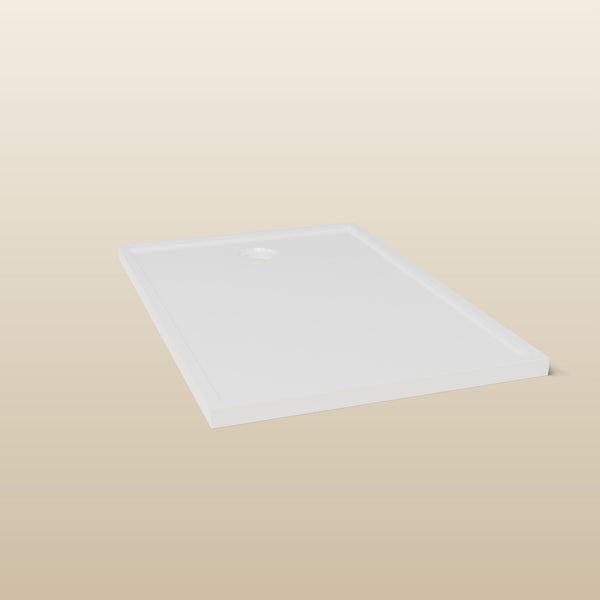 1200 × 800 Rectangular Shower Tray – 45mm Slim Non-Slip — end view · Omnitub render