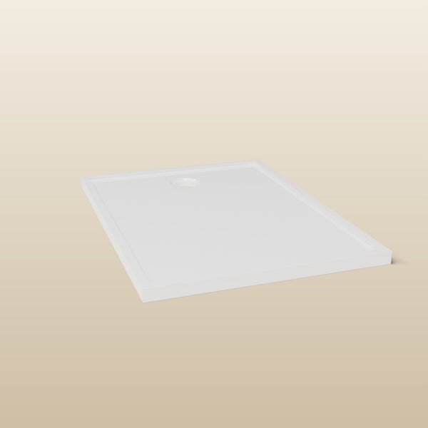 1100 x 800 Rectangular Shower Tray – 45mm Slim Non-Slip — end view · Omnitub render