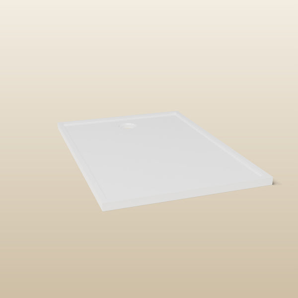 1300 × 900 Rectangular Shower Tray – 45mm Slim Non-Slip — end view · Omnitub render