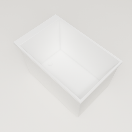 Omnitub Sheer 1100 deep soaking tub in white — 1100×700mm footprint, 600mm deep, interior corner, handmade in Britain [render:5_interior_corner:nofeet]