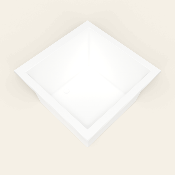 Omnitub 1050×1050 white deep soaking bath — interior corner [render:5_interior_corner:nofeet]
