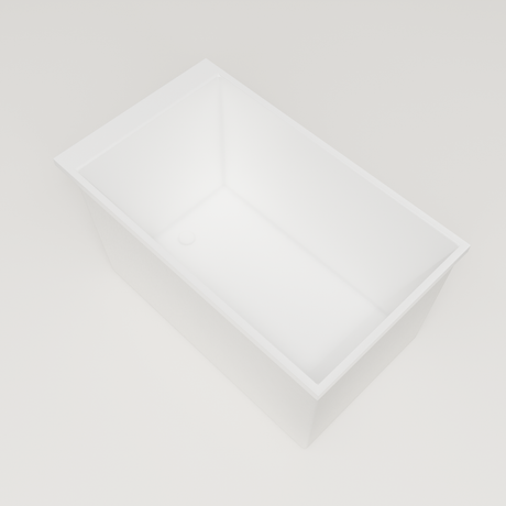 Omnitub Sheer 1200 deep soaking tub in white — 1200×700mm footprint, 600mm deep, interior corner, handmade in Britain [render:5_interior_corner:nofeet]