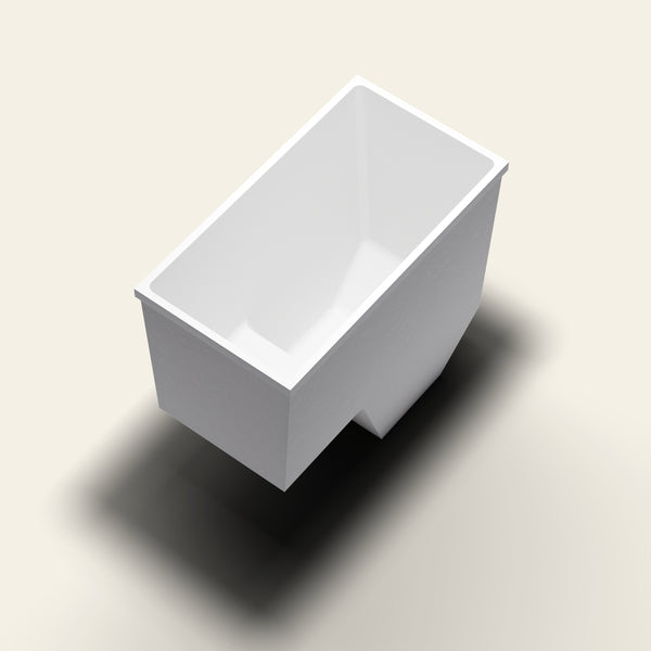 Omnitub 1100 x 600 seated soaking tub in corner