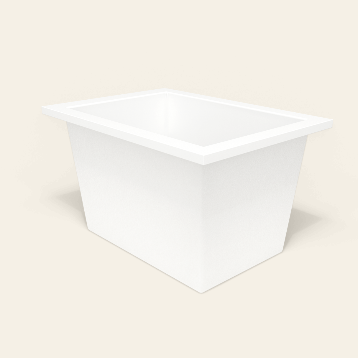 Omnitub 1050×750 white deep soaking bath — three-quarter [render:6_grounded:nofeet]