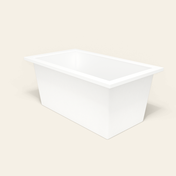 Omnitub 1400×800 white deep soaking bath — three-quarter [render:6_grounded:nofeet]