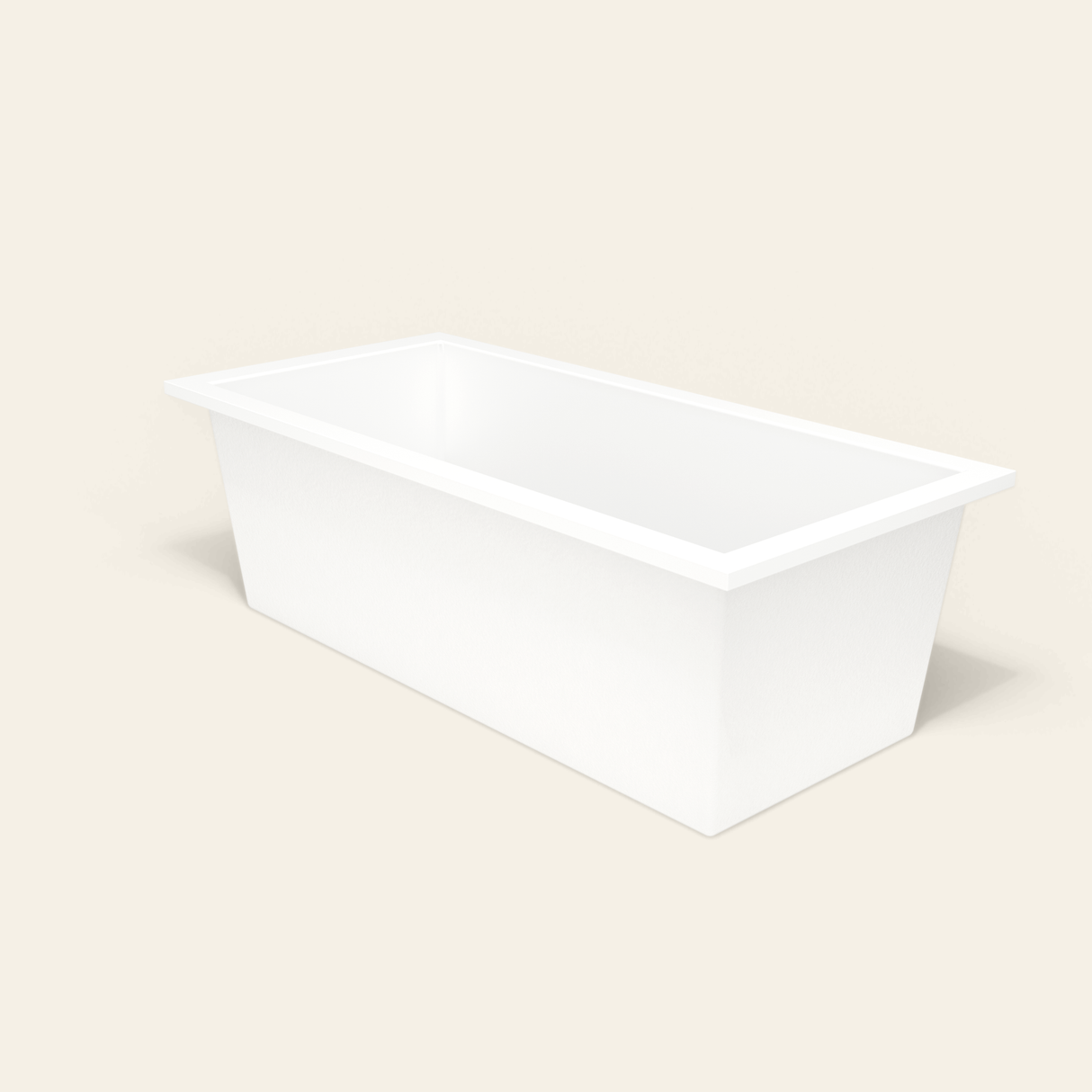 Omnitub 1900×900 white deep soaking bath — three-quarter [render:6_grounded:nofeet]