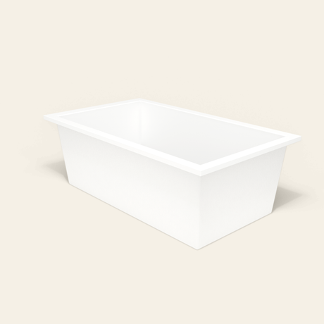 Omnitub 1800×1050 white deep soaking bath — three-quarter [render:6_grounded:nofeet]