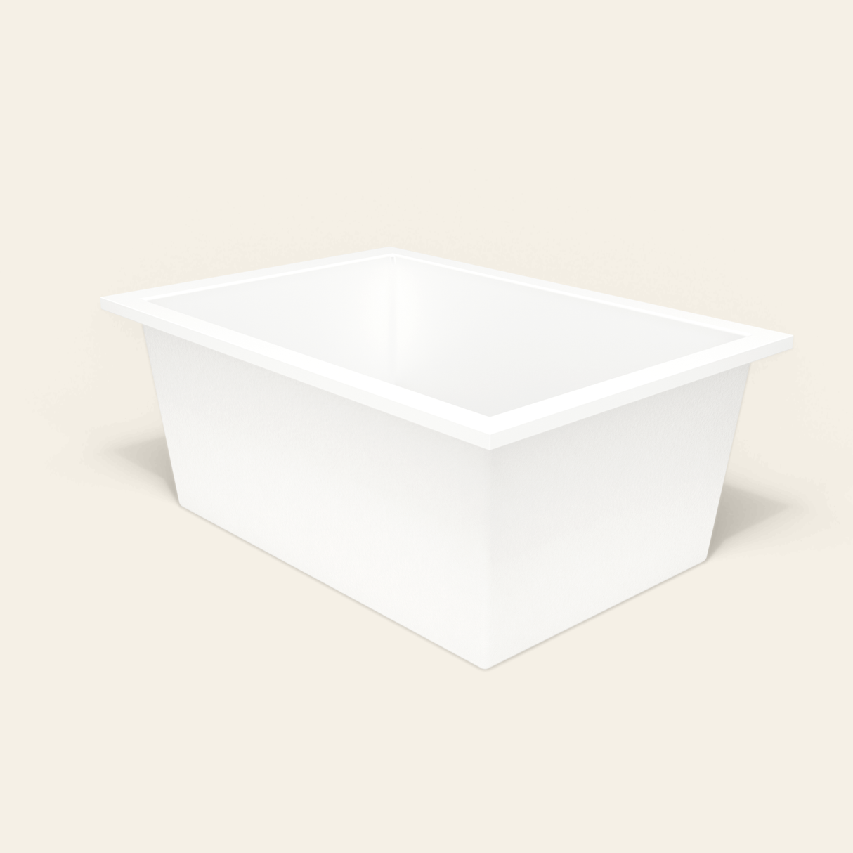 Omnitub 1500×1050 white deep soaking bath — three-quarter [render:6_grounded:nofeet]