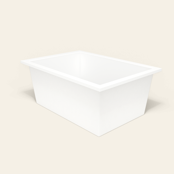 Omnitub 1500×1050 white deep soaking bath — three-quarter [render:6_grounded:nofeet]