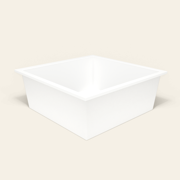 Omnitub 1600×1600 white deep soaking bath — three-quarter [render:6_grounded:nofeet]