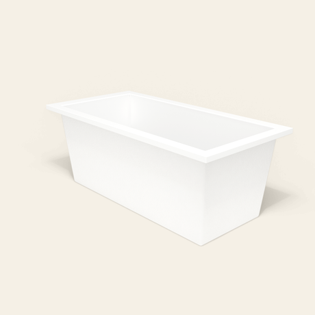 Omnitub 1600×800 white deep soaking bath — three-quarter [render:6_grounded:nofeet]