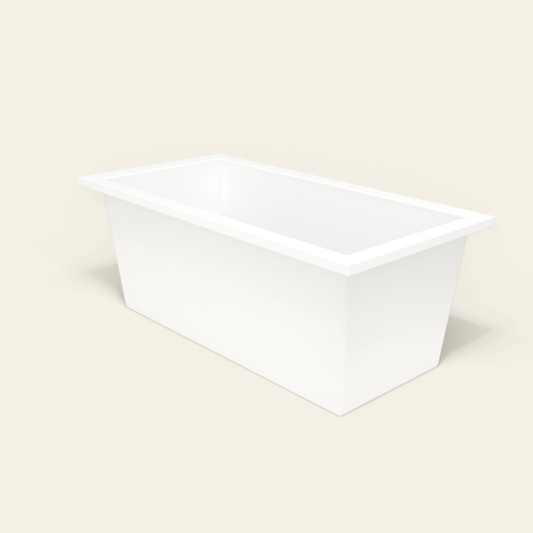 Omnitub 1600×800 white deep soaking bath — three-quarter [render:6_grounded:nofeet]
