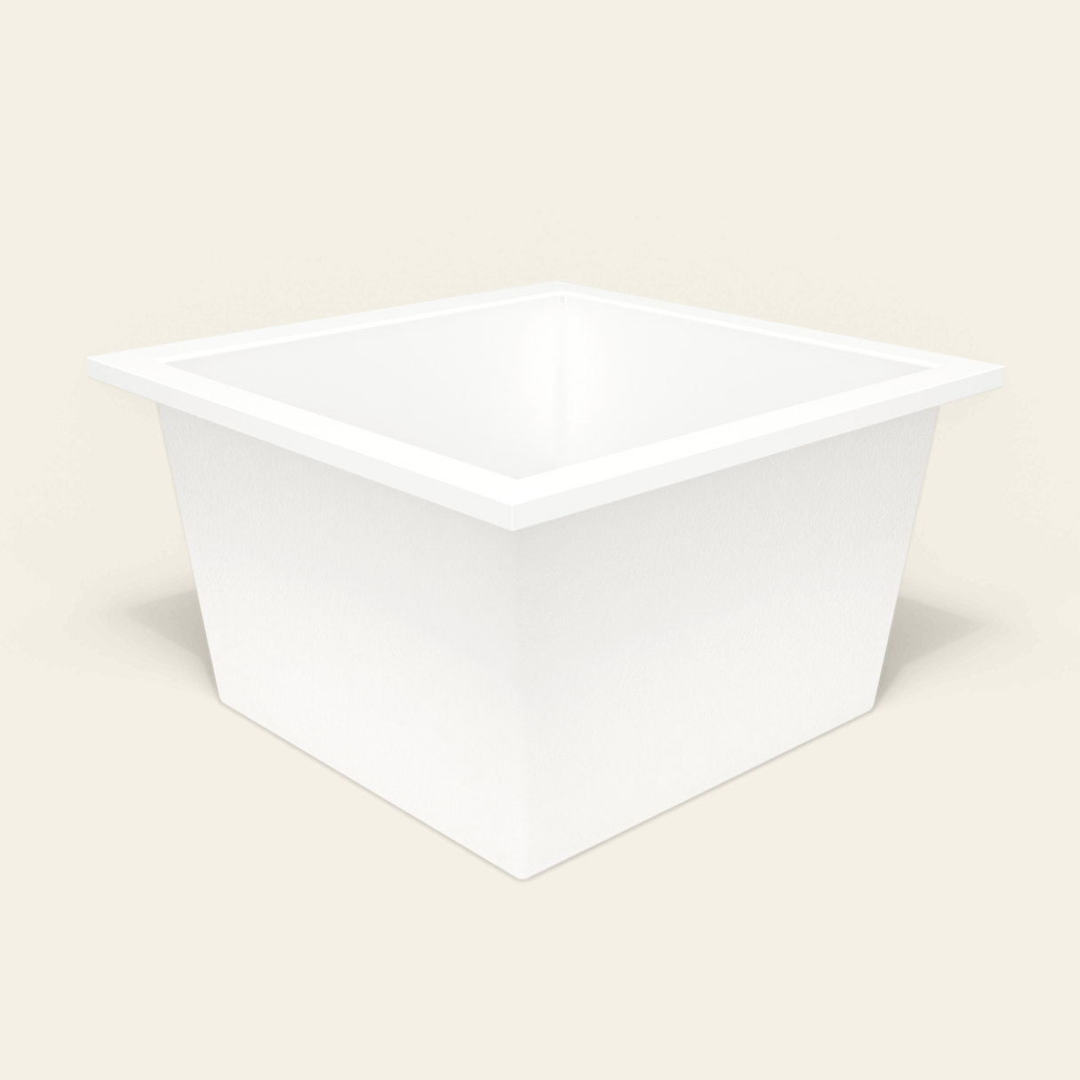 Omnitub 1050×1050 white deep soaking bath — three-quarter [render:6_grounded:nofeet]