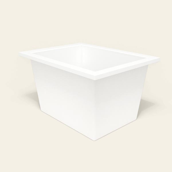 Omnitub 1050×800 white deep soaking bath — three-quarter [render:6_grounded:nofeet]