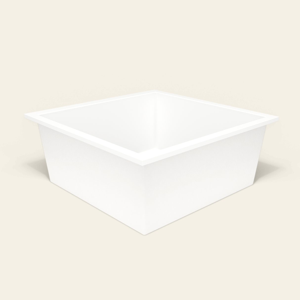 Omnitub 1500×1500 white deep soaking bath — three-quarter [render:6_grounded:nofeet]