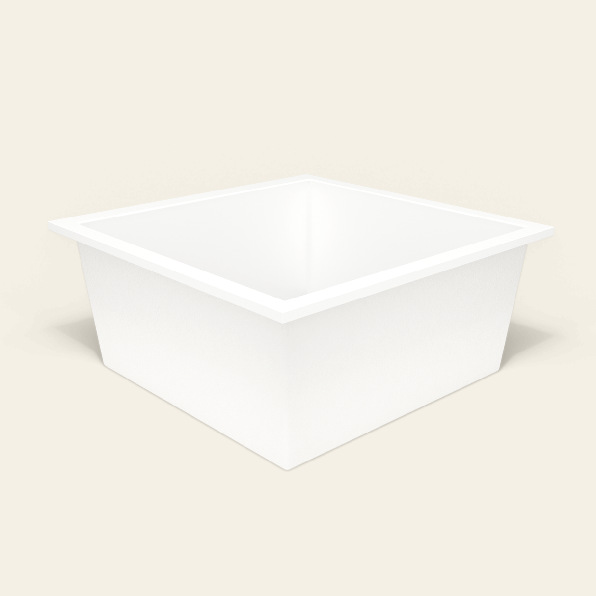 Omnitub 1400×1400 white deep soaking bath — three-quarter [render:6_grounded:nofeet]